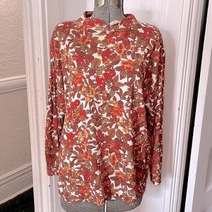 Vintage Hunters Run Fall Floral Long Sleeve Shirt 80s 90s, size L